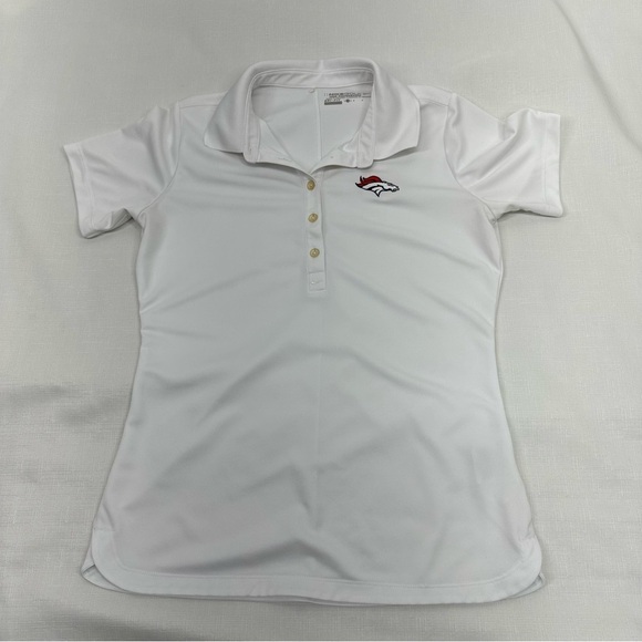 Nike Golf Women’s Small Tour Performance Dri-Fit Denver Broncos White Polo Shirt - Picture 12 of 13